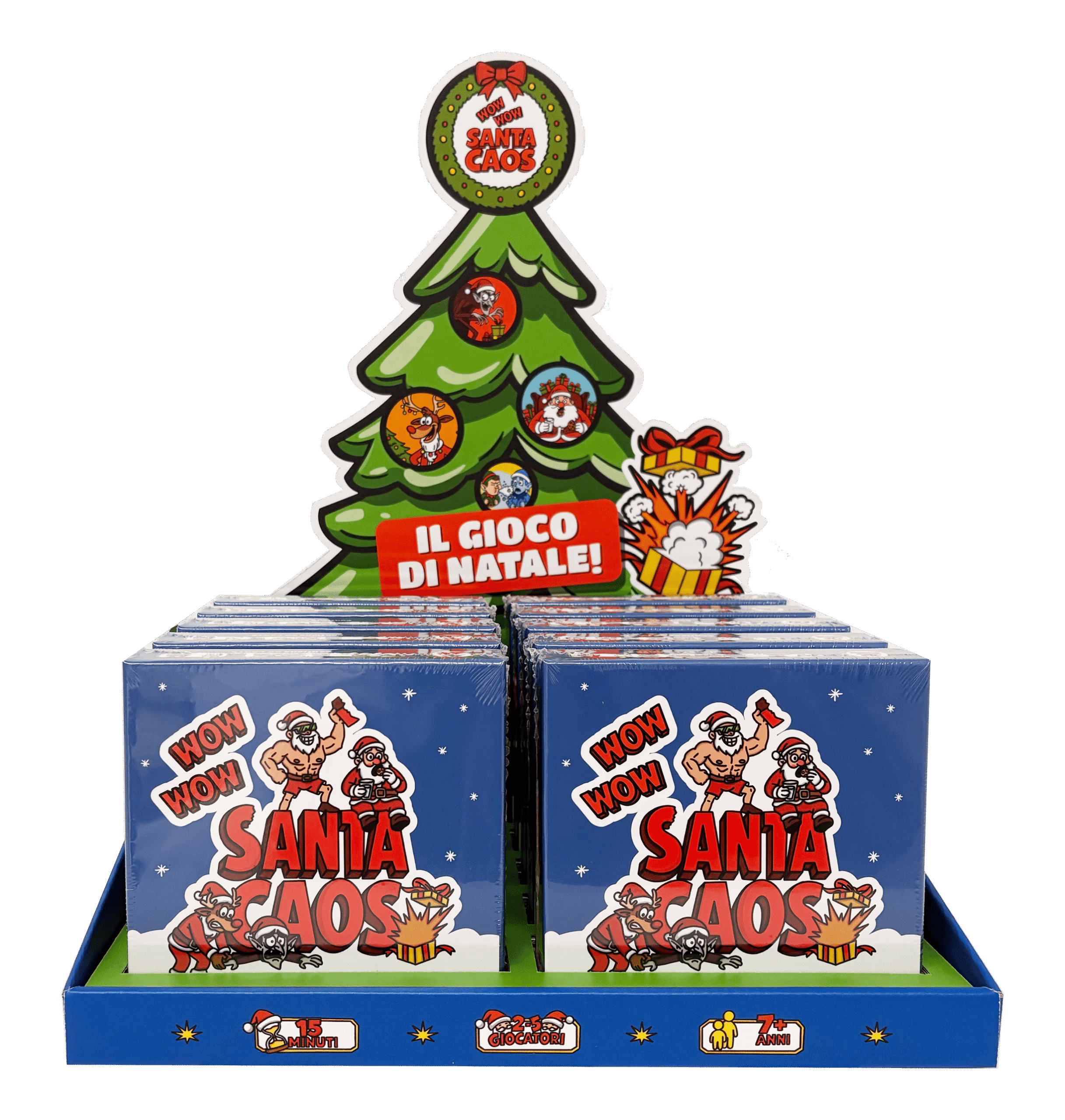 Espositore natalizio da banco di Santa Caos